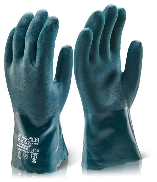 Beeswift Pvc Double Dip Guantlet Gloves Cm Pvcdd30 N - Green 10 - Customisable PVC