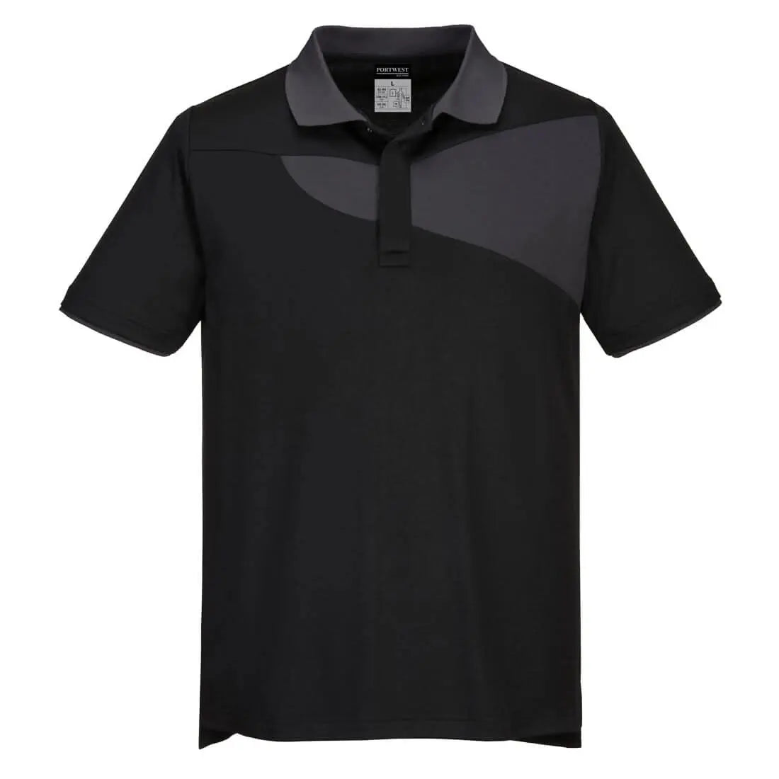 Portwest PW2 Cotton Comfort Polo Shirt PW210 - Black Zoom Grey - Customisable Polos
