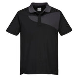Portwest PW2 Cotton Comfort Polo Shirt PW210 - Black Zoom Grey - Customisable Polos