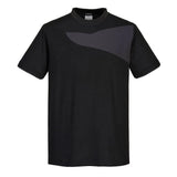 Portwest Pw2 Cotton Comfort T Shirt SS PW211 - Black Zoom Grey - Customisable T-Shirts