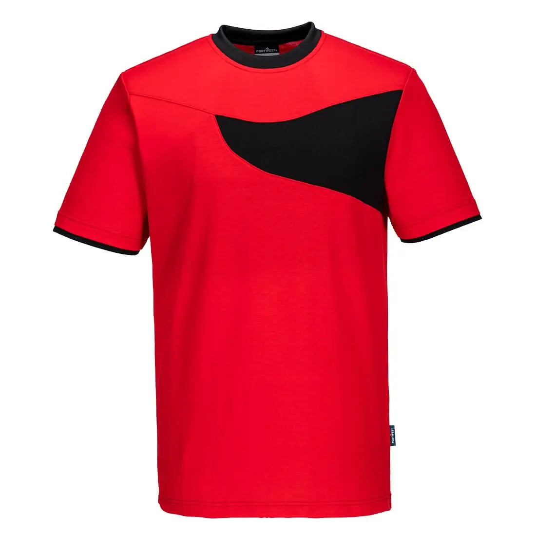 Portwest Pw2 Cotton Comfort T Shirt SS PW211 - Red Black - Customisable T-Shirts