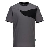 Portwest Pw2 Cotton Comfort T Shirt SS PW211 - Zoom Grey Black - Customisable T-Shirts