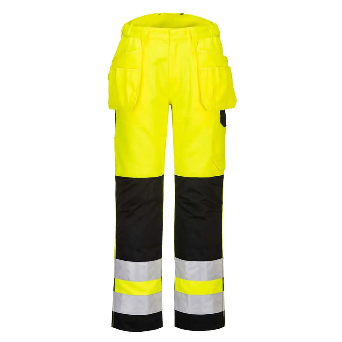 Portwest Pw2 Hi Vis Holster Pocket Trousers PW242 - Yellow Black - Customisable Hi-Vis Trousers