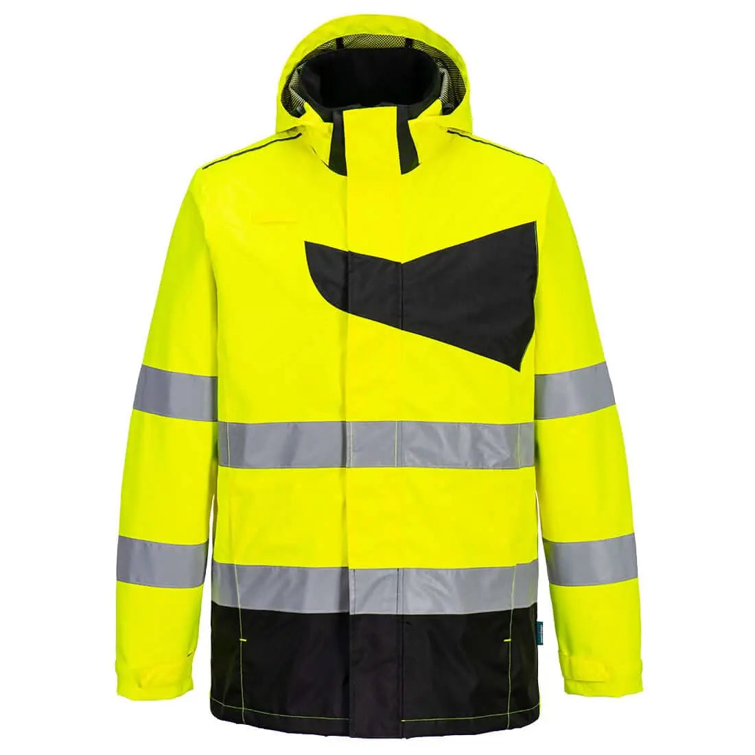 Portwest Pw2 Hi Vis Rain Jacket PW265 - Yellow Black - Customisable Jacket