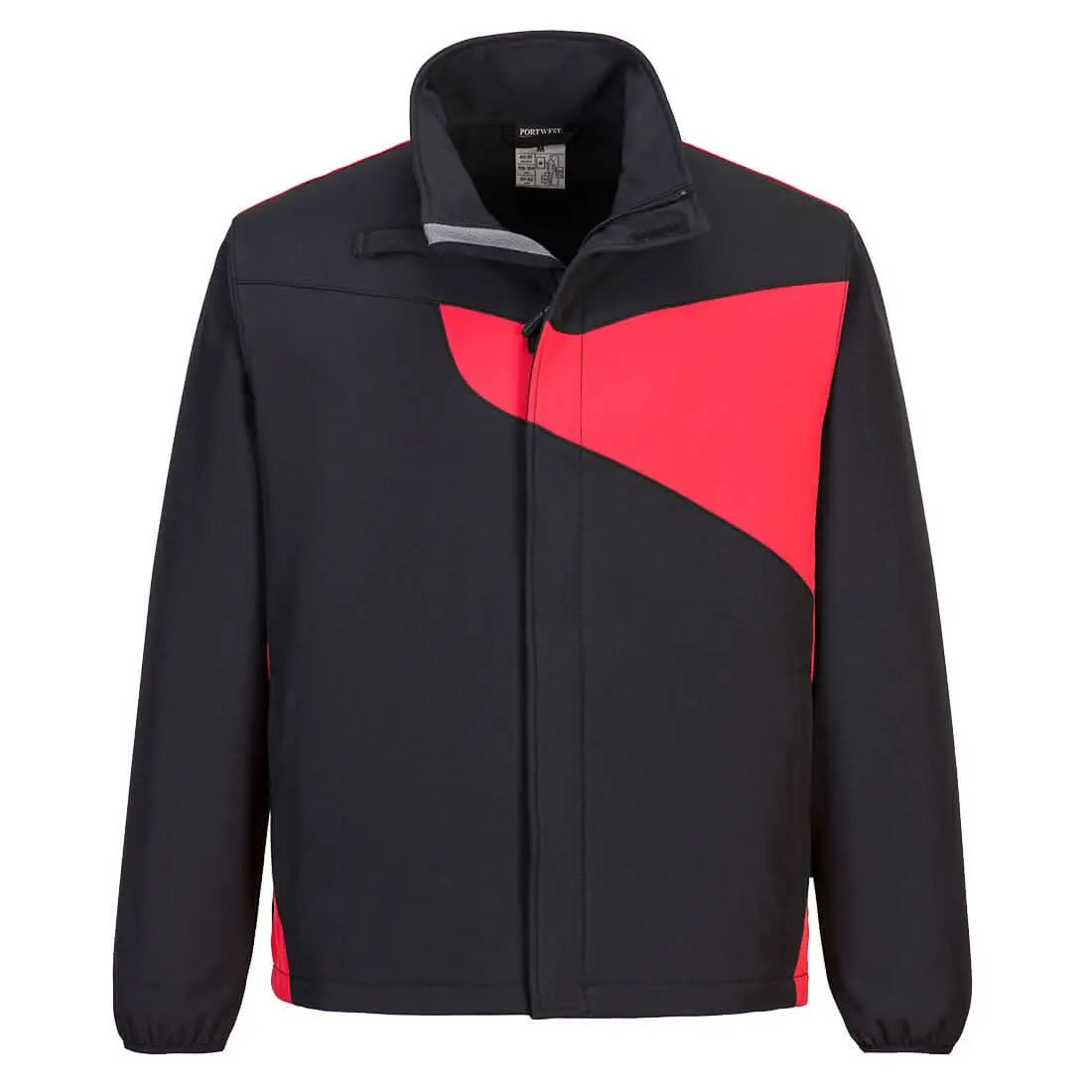 Portwest Pw2 Softshell 2L PW271 - Black Red - Customisable Hi-Vis Jackets