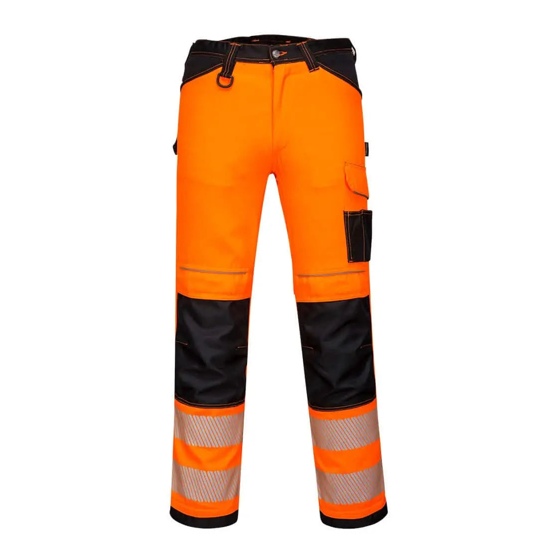 Portwest Pw3 Hi Vis Lightweight Stretch Work Trousers PW303 - Orange Black - Customisable Hi-Vis Trousers
