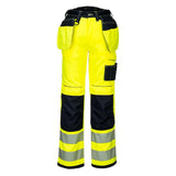 Portwest Pw3 Hi Vis Stretch Holster Pocket Trousers PW306 - Yellow Black - Customisable Hi-Vis Trousers