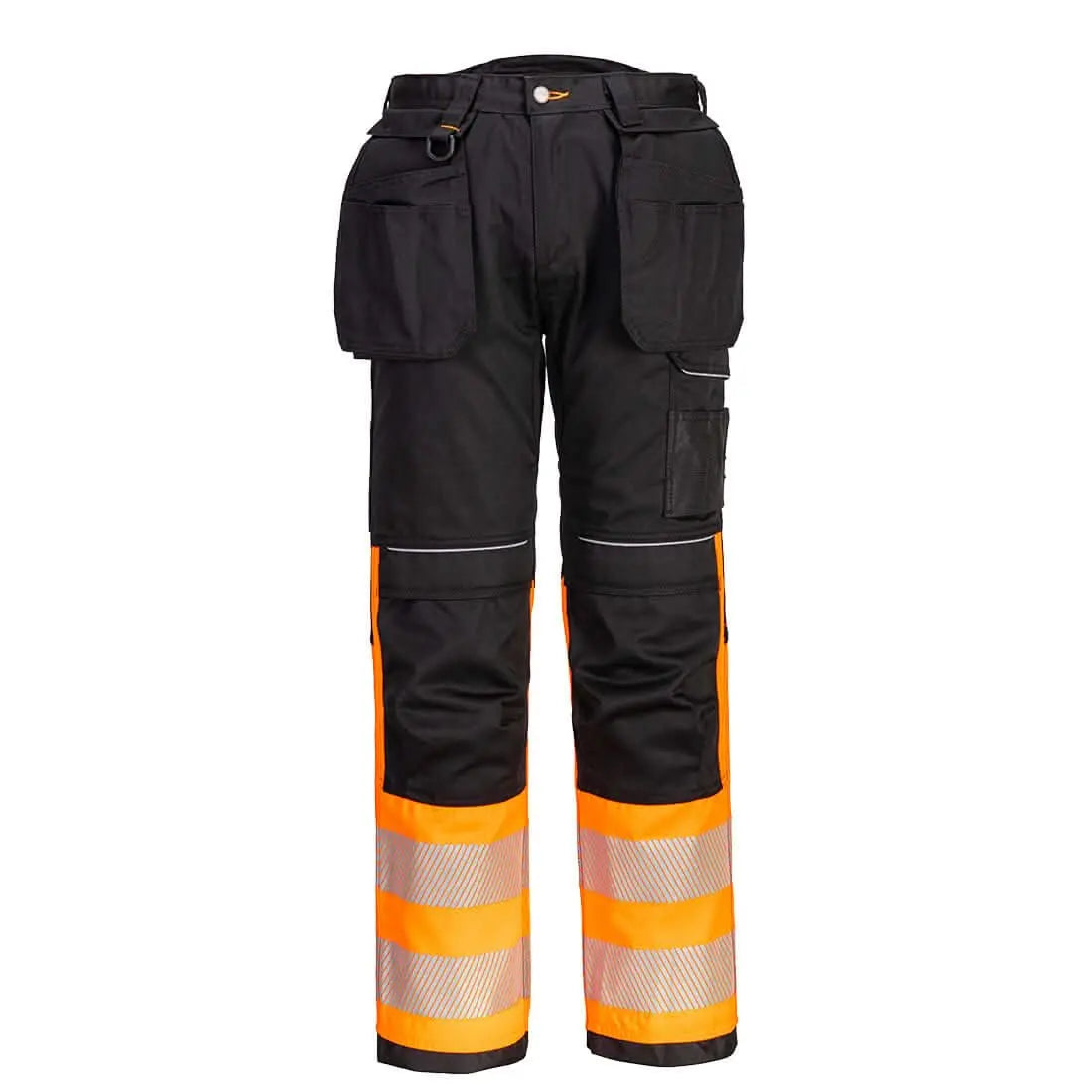 Portwest Pw3 Hi Vis Class 1 Holster Pocket Trousers PW307 - Orange Black - Customisable Hi-Vis Trousers
