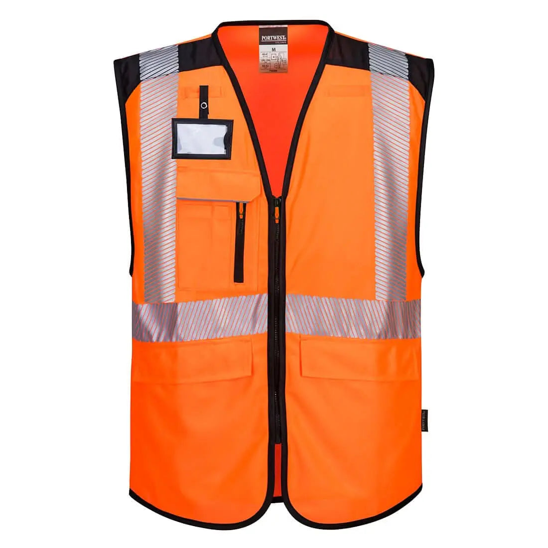 Portwest Pw3 Hi Vis Executive Vest PW309 - Orange Black - Customisable HV Vest
