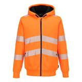 Portwest PW321 Hi Vis Zipped Winter Hoodie - Orange - Customisable Hi-Vis Sweatshirt