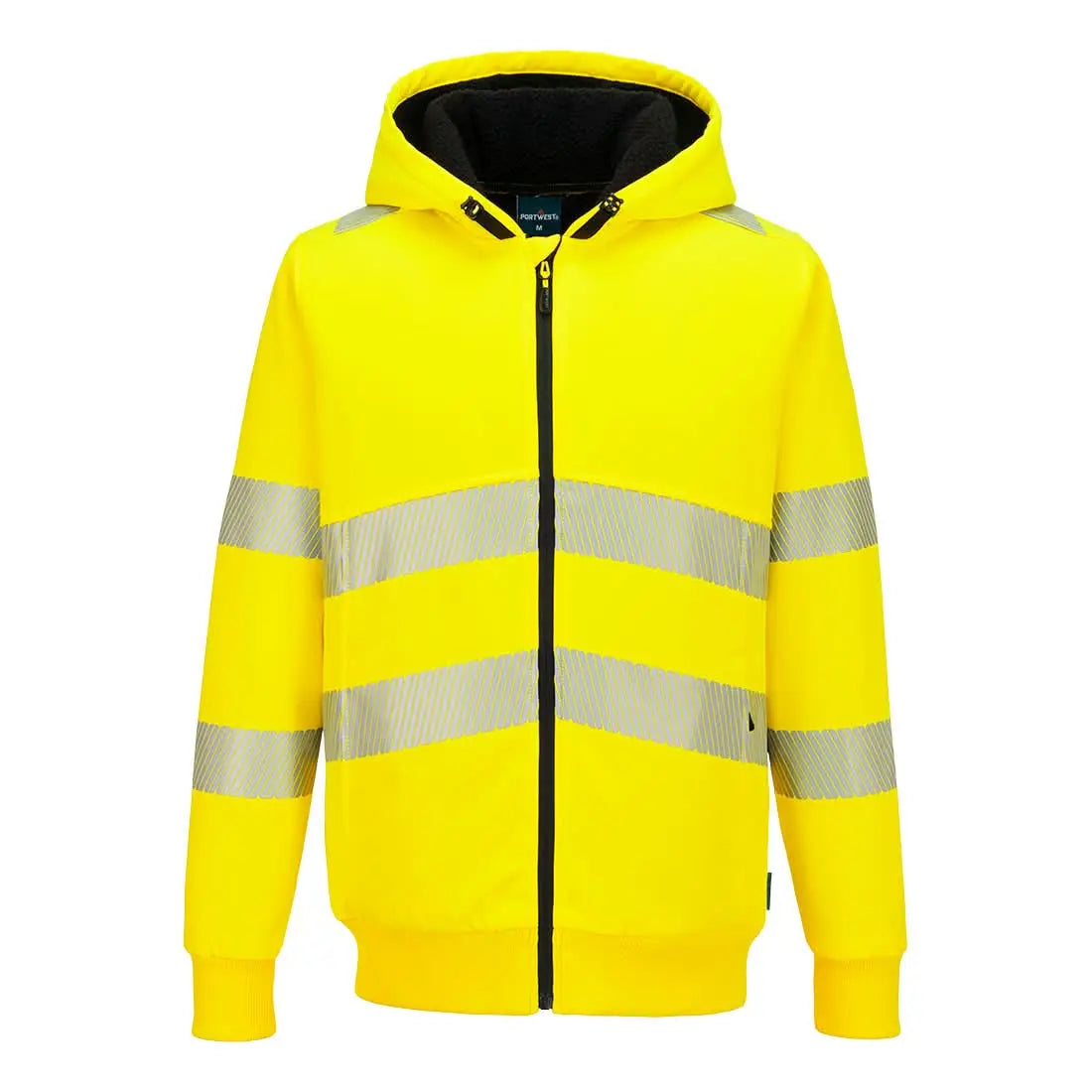 Portwest PW321 Hi Vis Zipped Winter Hoodie - Yellow - Customisable Hi-Vis Sweatshirt