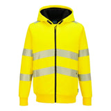 Portwest PW321 Hi Vis Zipped Winter Hoodie - Yellow - Customisable Hi-Vis Sweatshirt