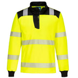 Portwest Pw3 Hi Vis 14 Zip Sweatshirt PW326 - Yellow Black - Customisable Hi-Vis Sweatshirt