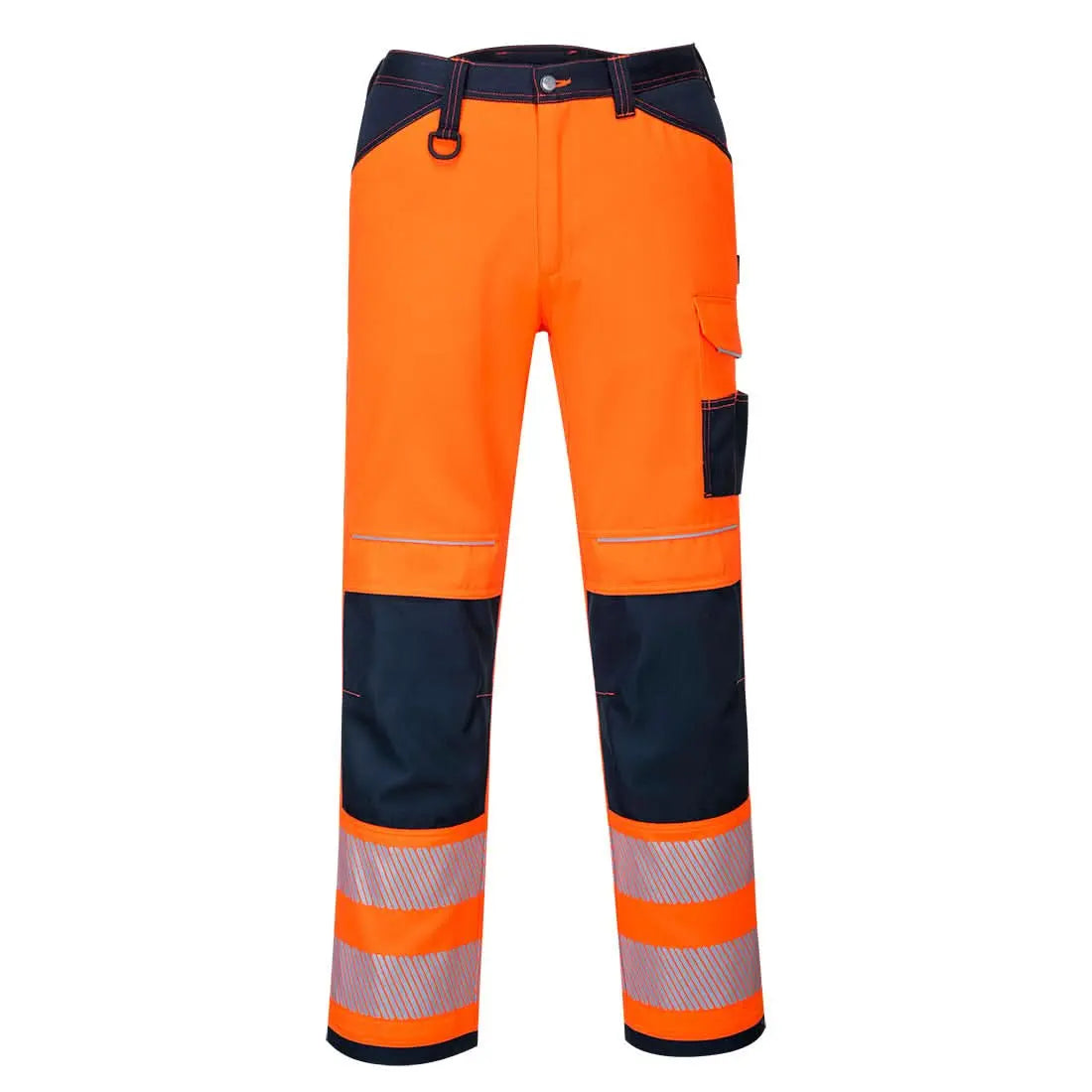 Portwest Pw3 Hi Vis Work Trousers PW340 - Orange Navy Short - Customisable Hi-Vis Trousers