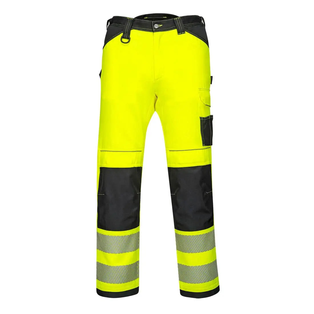 Portwest Pw3 Hi Vis Work Trousers PW340 - Yellow Black Short - Customisable Hi-Vis Trousers