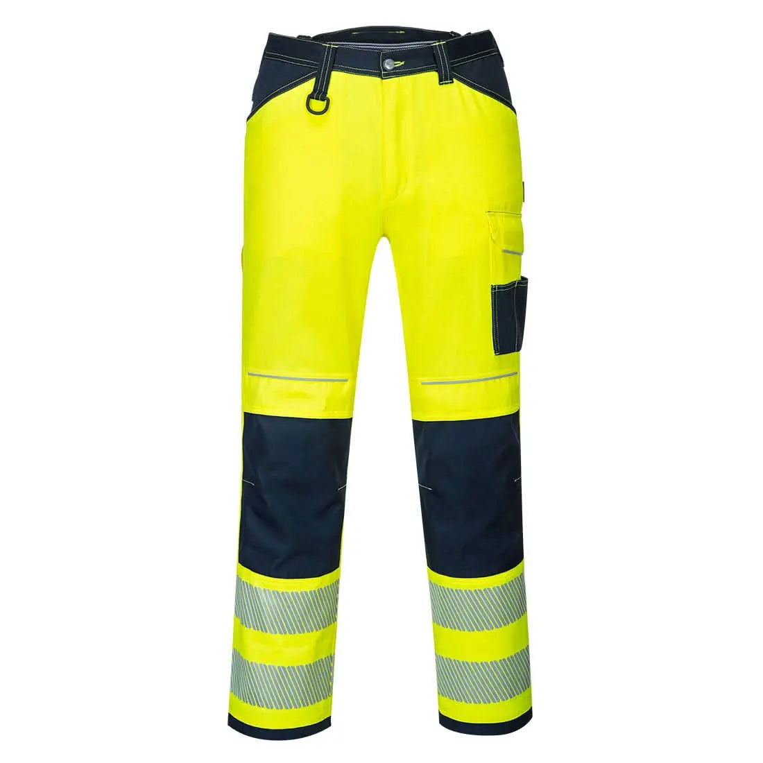 Portwest Pw3 Hi Vis Work Trousers PW340 - Yellow Navy Short - Customisable Hi-Vis Trousers
