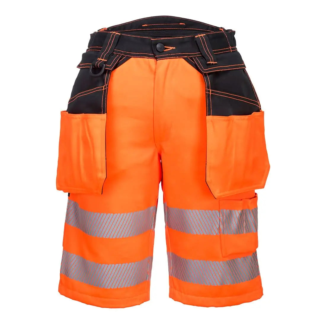 Portwest Pw3 Hi Vis Holster Pocket Shorts PW343 - Orange Black - Customisable Shorts