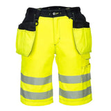 Portwest Pw3 Hi Vis Holster Pocket Shorts PW343 - Yellow Black - Customisable Shorts