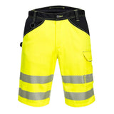 Portwest Pw3 Hi Vis Shorts PW348 - Yellow Black - Customisable Shorts