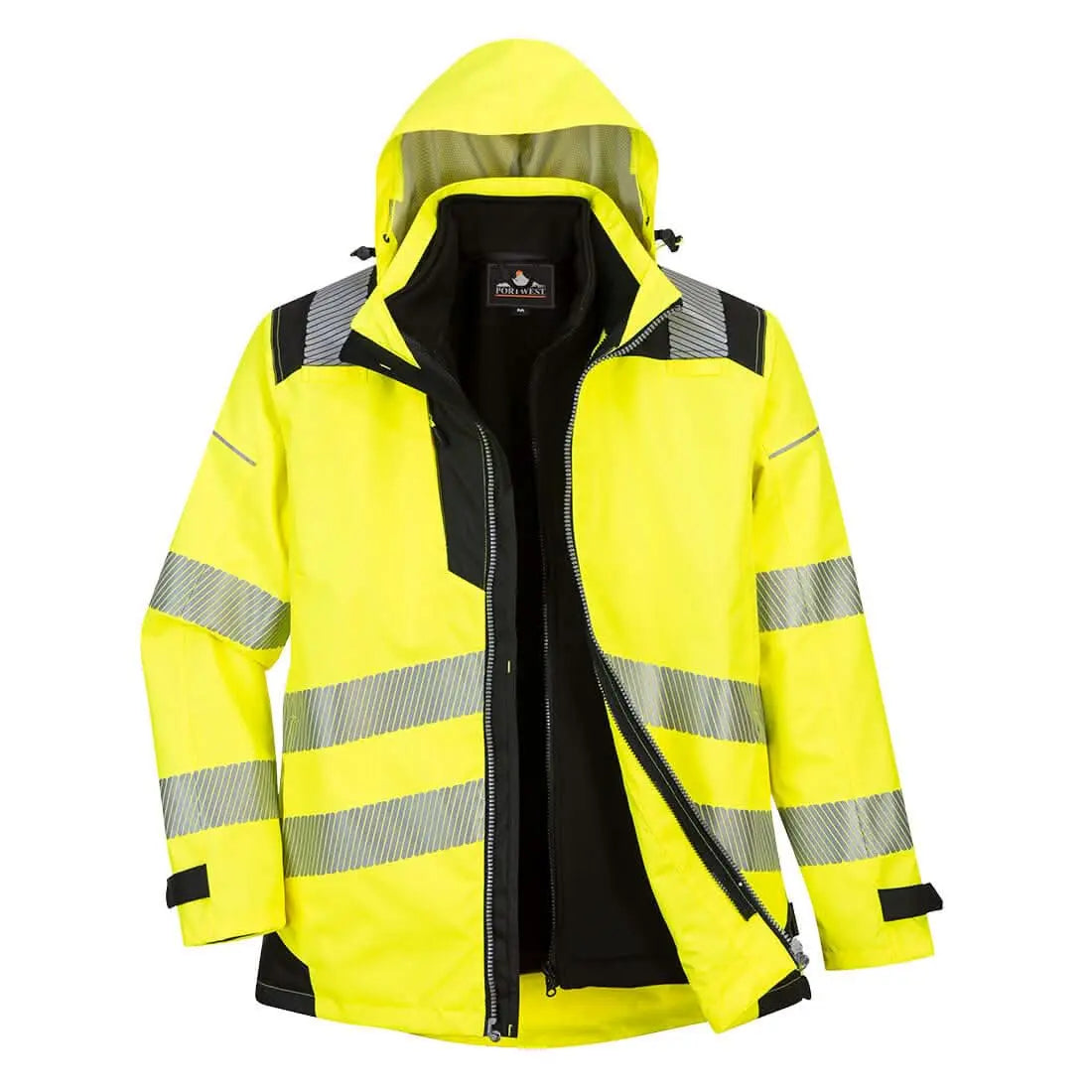 Portwest Pw3 Hi Vis 3 In 1 Jacket PW365 - Yellow Black - Customisable Jacket