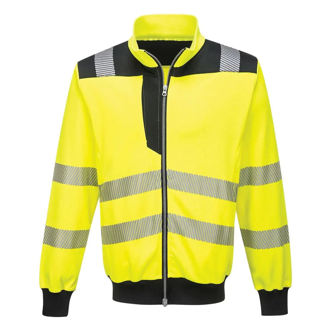 Portwest Pw3 Hi Vis Zip Sweatshirt PW370 - Yellow Black - Customisable Hi-Vis Sweatshirt
