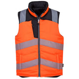 Portwest Pw3 Hi Vis Reversible Bodywarmer PW374 - Orange Black - Customisable Bodywarmer
