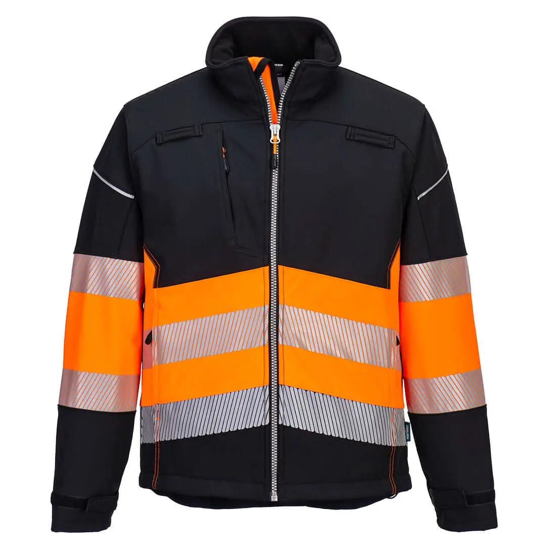 Portwest Pw3 Hi Vis Class 1 Softshell 3L PW375 - Black Orange - Customisable Hi-Vis Jackets