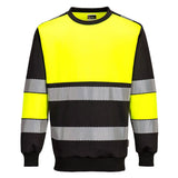Portwest Pw3 Hi Vis Class 1 Sweatshirt PW376 - Yellow Black - Customisable Hi-Vis Sweatshirt