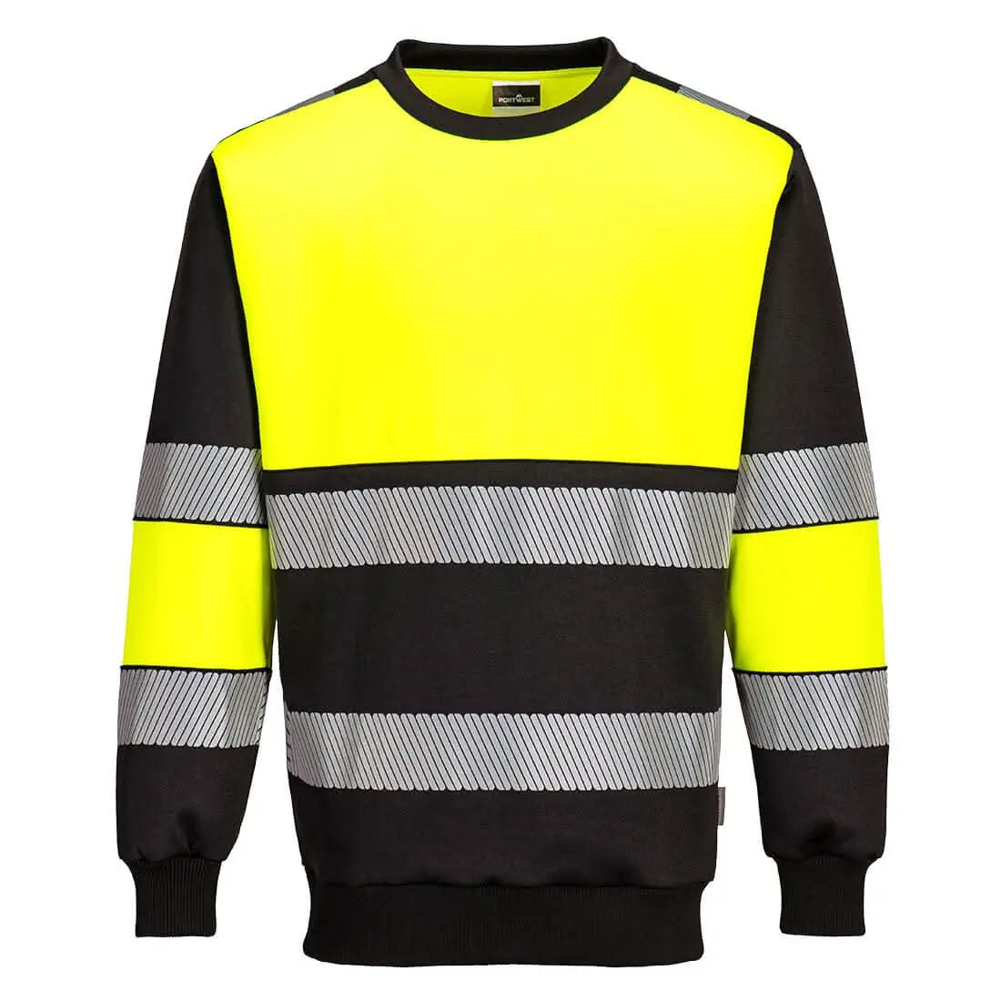Portwest Pw3 Hi Vis Class 1 Sweatshirt PW376 - Yellow Black - Customisable Hi-Vis Sweatshirt