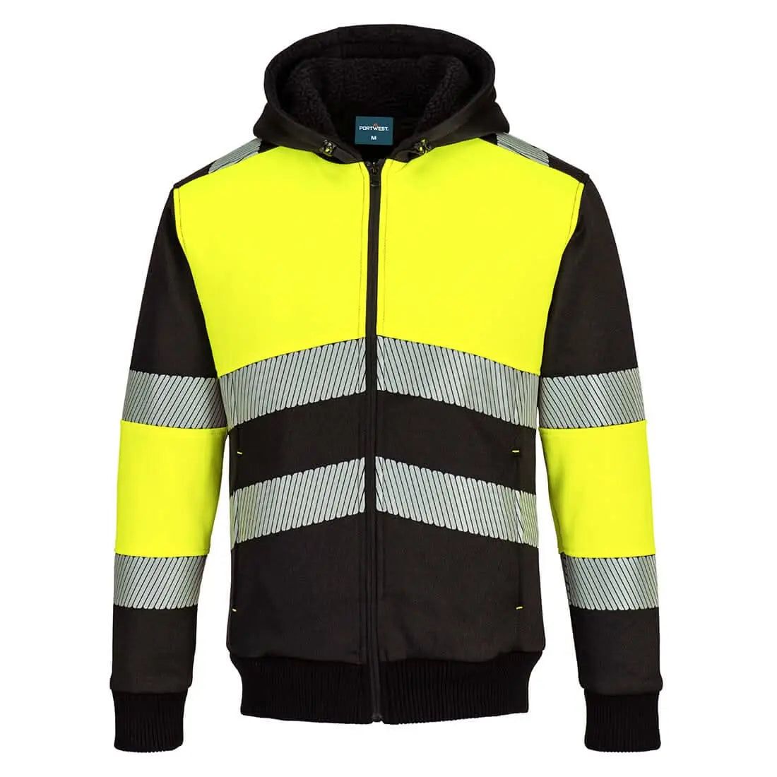 Portwest Pw3 Zipped Class 1 Winter Hoodie PW377 - Yellow Black - Customisable Hoodies