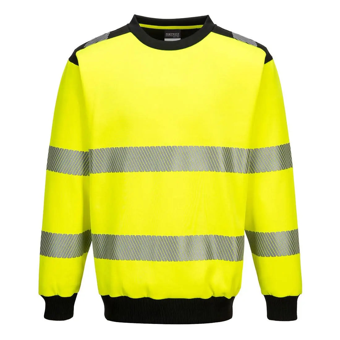 Portwest Pw3 Hi-vis Sweatshirt PW379 - Yellow Black - Customisable Hi-Vis Sweatshirt