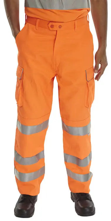 Beeswift Hi Vis Rail Spec Trousers Rst - Orange - Customisable Trousers