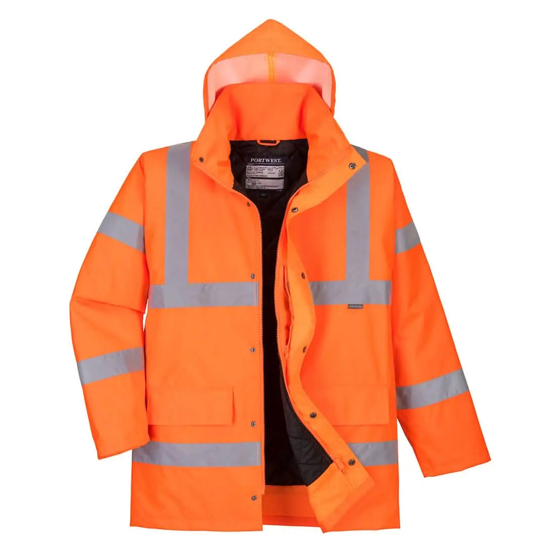 Portwest Hi Vis Winter Traffic Jacket RT30 - Orange - Customisable Jacket