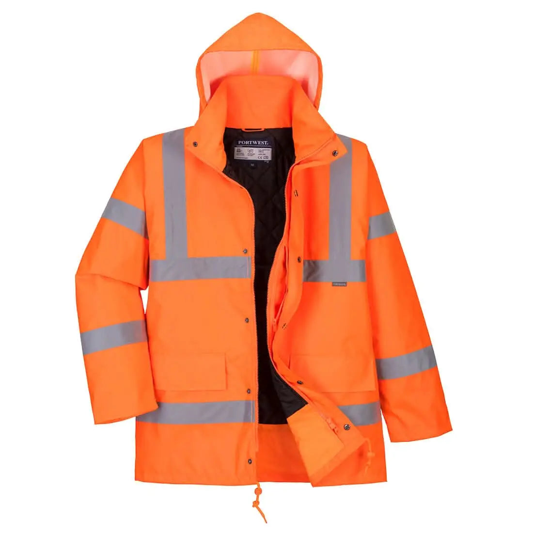 Portwest Hi Vis Breathable Winter Traffic Jacket rt34 - Orange S - Customisable Jacket