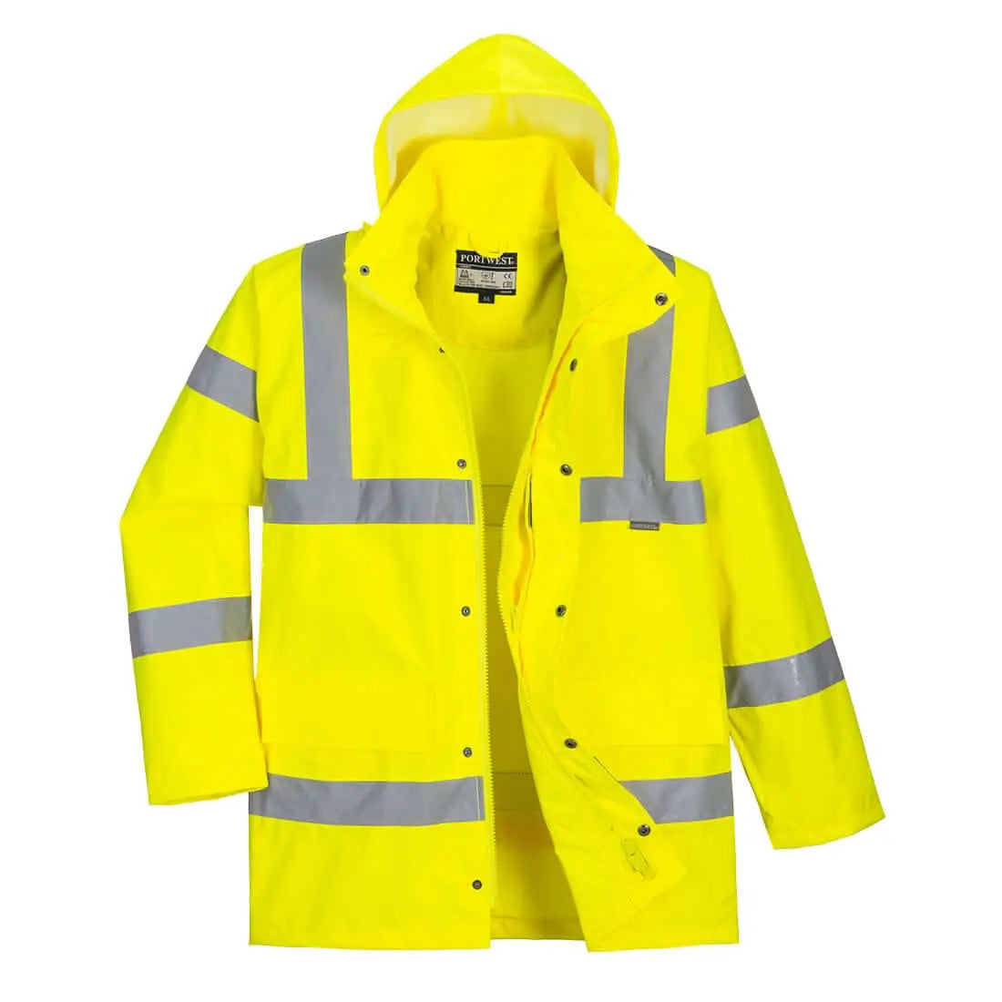 Portwest Hi Vis Breathable Rain Traffic Jacket RT60 - Yellow - Customisable Jacket