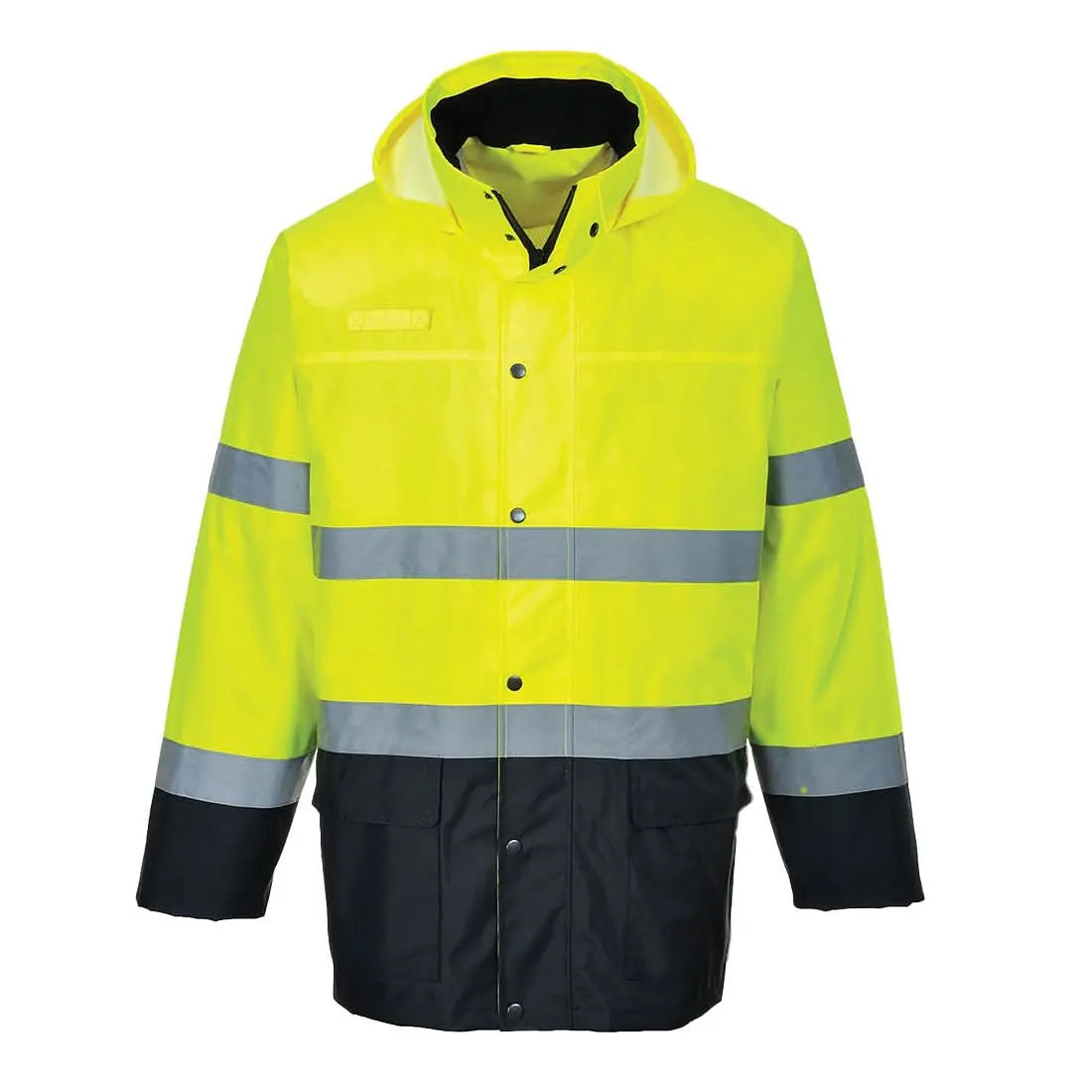 Portwest Hi Vis Contrast Rain Lite Traffic Jacket S166 - Yellow Navy - Customisable Jacket