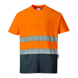Portwest Hi-vis Cotton Comfort Contrast T-shirt Ss S173 - Orange Navy - Customisable Hi-Vis T-Shirts