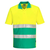Portwest Hi Vis Lightweight Contrast Polo Shirt SS S175 - Yellow Teal - Customisable Hi-Vis Polos