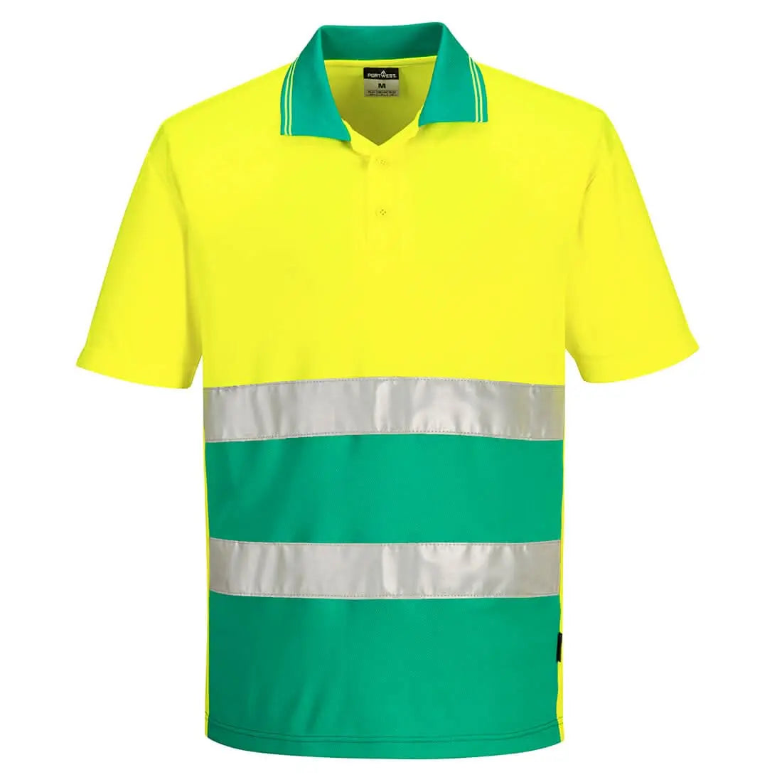 Portwest Hi Vis Lightweight Contrast Polo Shirt SS S175 - Yellow Teal - Customisable Hi-Vis Polos