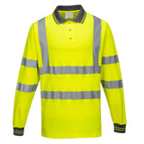 Portwest Hi Vis Cotton Comfort Polo Shirt LS S271 - Yellow - Customisable Hi-Vis Polos