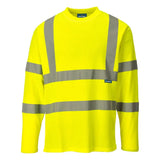 Portwest Hi Vis Cotton Comfort T Shirt LS S278 - Yellow - Customisable Hi-Vis T-Shirts