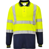 Portwest Hi Vis Contrast Polo Shirt LS S279 - Yellow Navy - Customisable Hi-Vis Polos