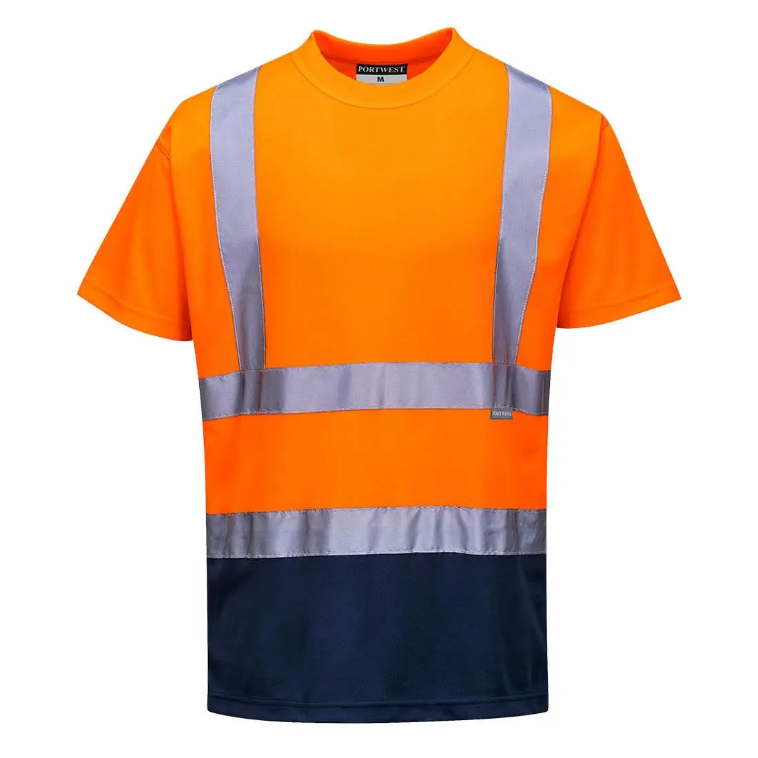Portwest Hi Vis Contrast T Shirt SS S378 - Orange Navy - Customisable Hi-Vis T-Shirts