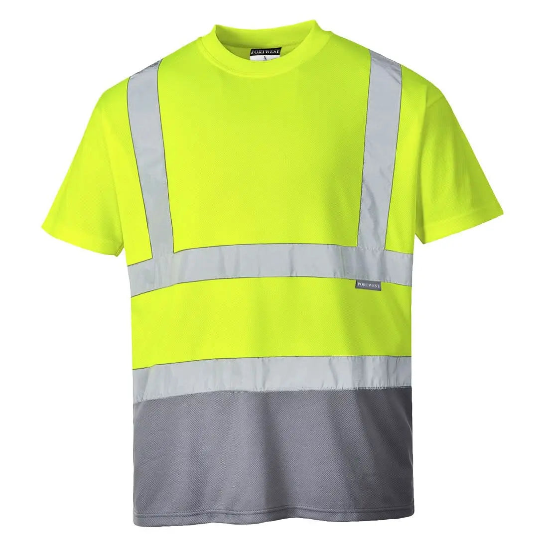 Portwest Hi Vis Contrast T Shirt SS S378 - Yellow Grey - Customisable Hi-Vis T-Shirts