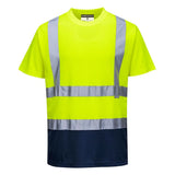 Portwest Hi Vis Contrast T Shirt SS S378 - Yellow Navy - Customisable Hi-Vis T-Shirts