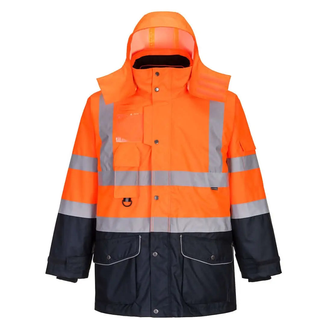Portwest Hi Vis Breathable 7 In 1 Contrast Traffic Jacket S426 - Orange Navy - Customisable Jacket