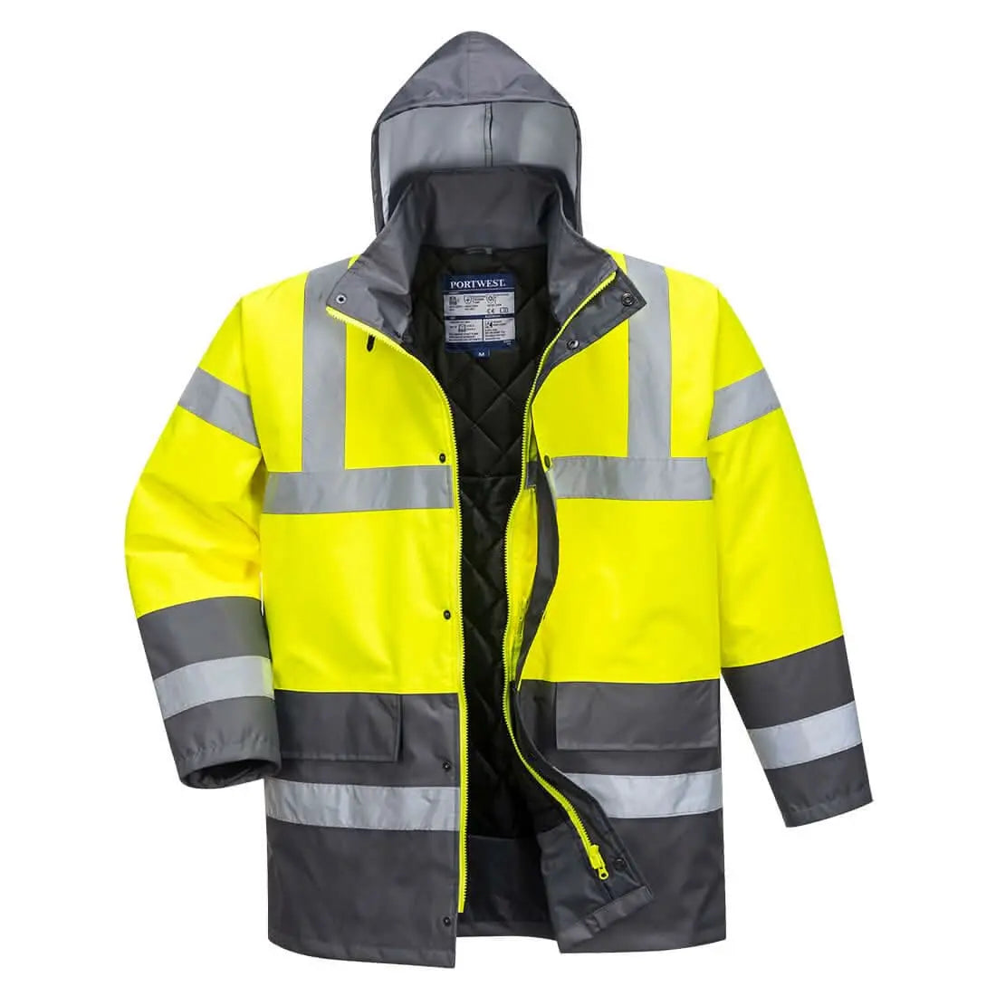 Portwest Hi Vis Contrast Winter Traffic Jacket S466 - Yellow Grey - Customisable Jacket