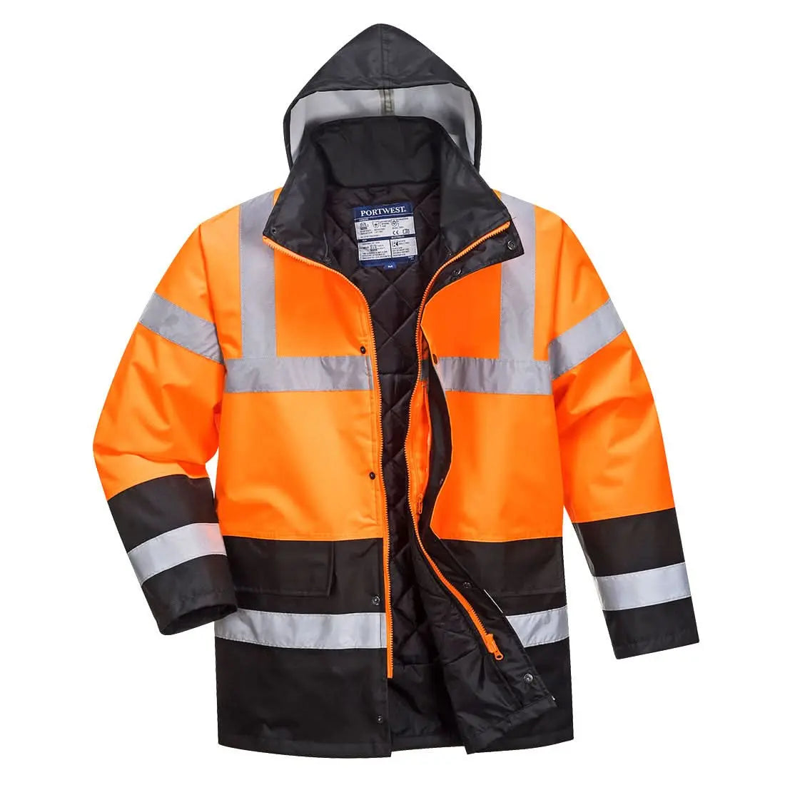 Portwest Hi-vis Contrast Winter Traffic Jacket S467 - Orange Black - Customisable Jacket