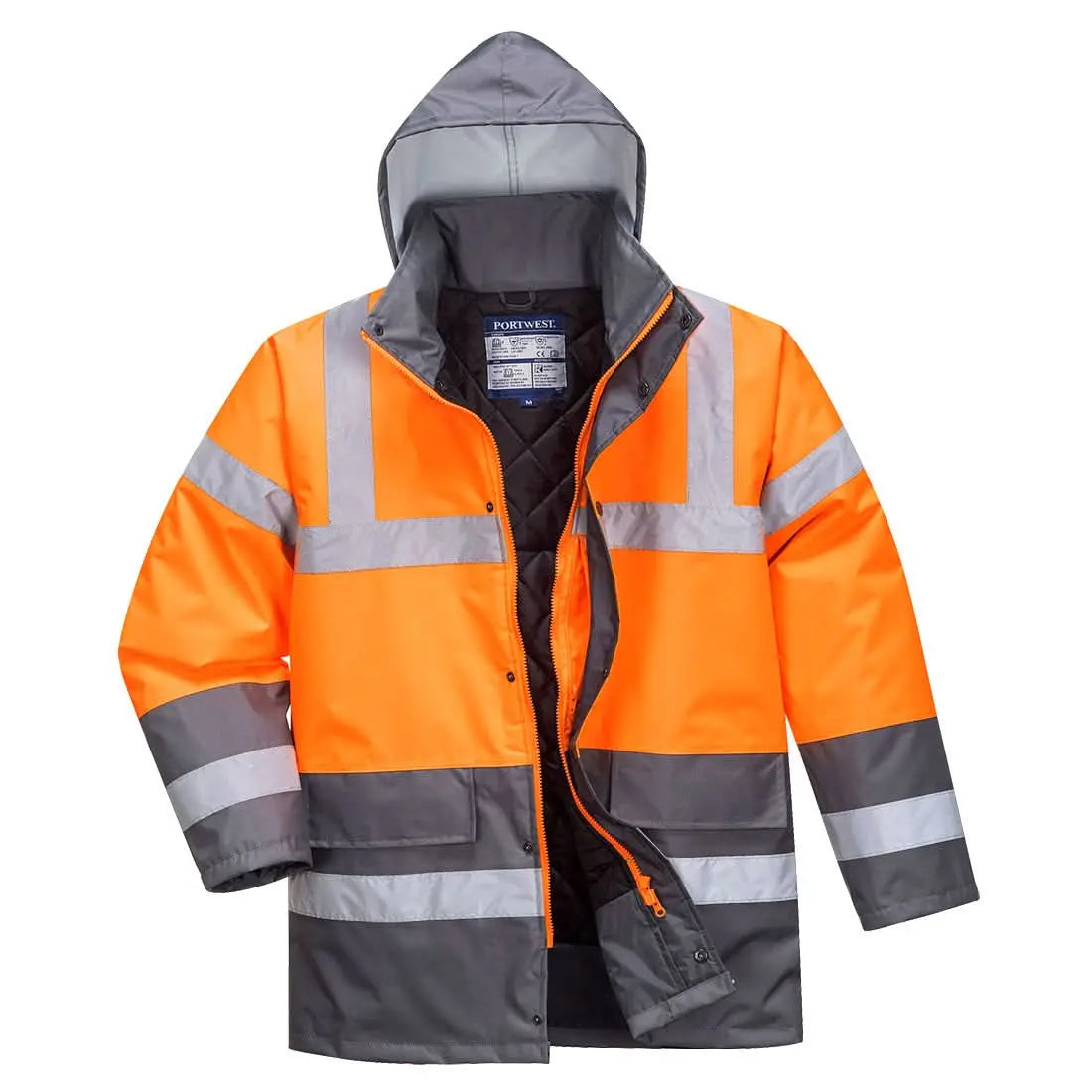 Portwest Hi-vis Contrast Winter Traffic Jacket S467 - Orange Grey - Customisable Jacket