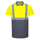 Portwest Hi-vis Contrast Polo Shirt Ss S479 - Yellow Grey - Customisable Hi-Vis Polos
